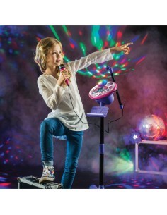 Karaoke Kidi Superstar Lightshow, Microfono Regolabile con Disco Ball Luminosa e Tecnologia Magic Voice, Karaoke per Bambini