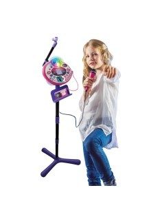Karaoke Kidi Superstar Lightshow, Microfono Regolabile con Disco Ball Luminosa e Tecnologia Magic Voice, Karaoke per Bambini