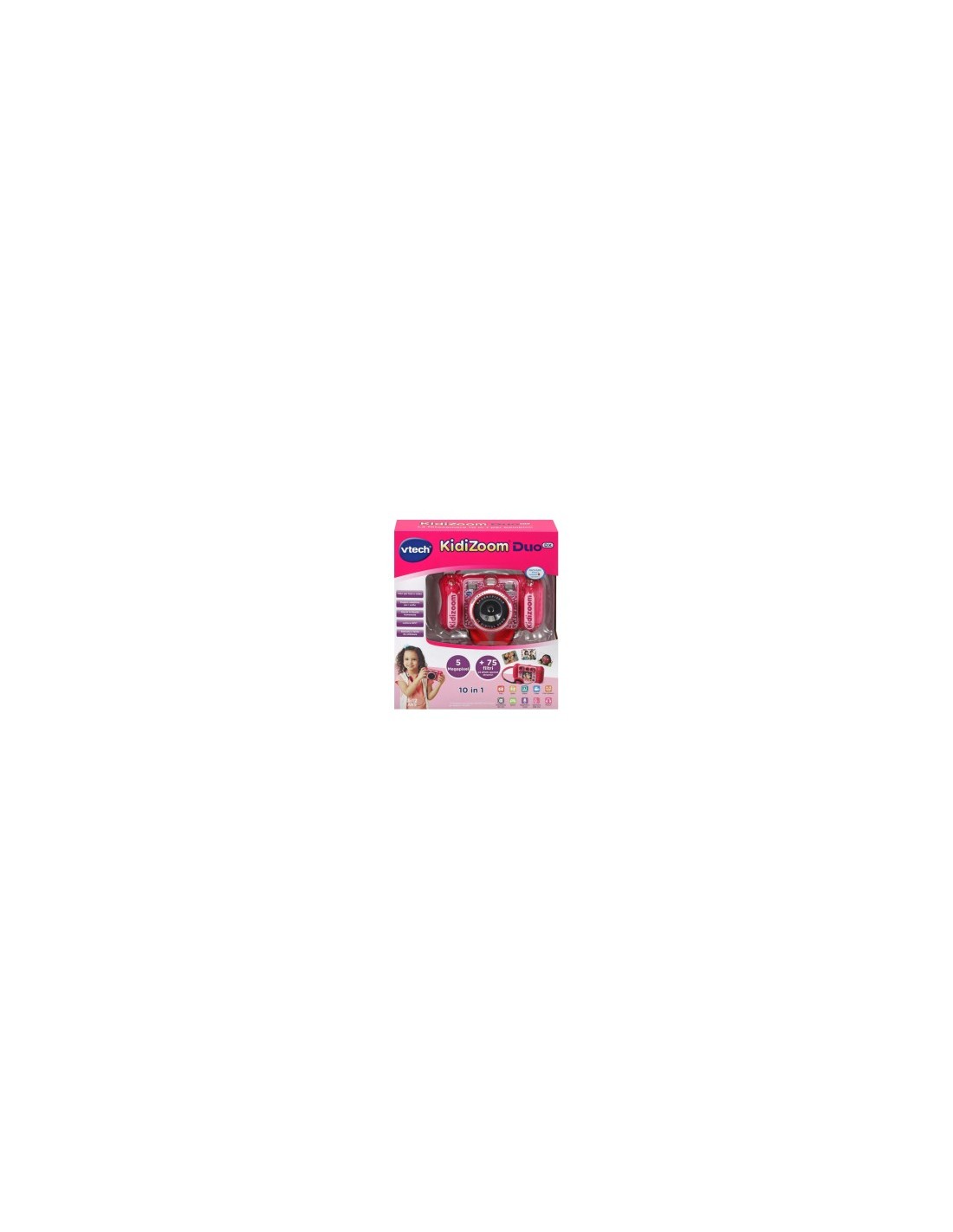 Fotocamera Kidizoom Duo Rosa, Doppia Lente, 5,0 MP Frontali, 2,0 MP Posteriori, 75 Filtri, Display 2,4", Antiurto