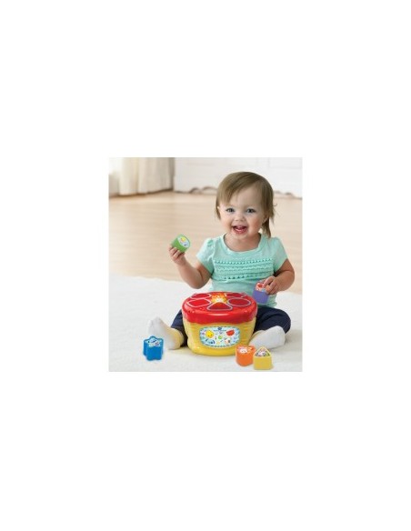Baby Magico Tamburo delle Forme, Tamburo Interattivo con Blocchi Colorati, Sviluppo Cognitivo e Musicale per Bambini