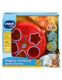 Baby Magico Tamburo delle Forme, Tamburo Interattivo con Blocchi Colorati, Sviluppo Cognitivo e Musicale per Bambini
