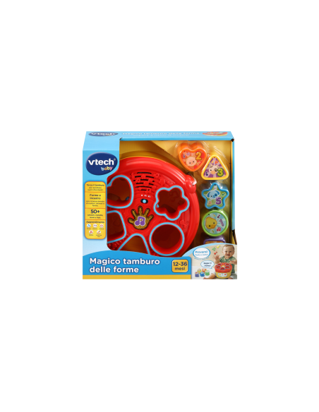 Baby Magico Tamburo delle Forme, Tamburo Interattivo con Blocchi Colorati, Sviluppo Cognitivo e Musicale per Bambini
