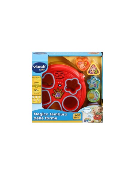 Baby Magico Tamburo delle Forme, Tamburo Interattivo con Blocchi Colorati, Sviluppo Cognitivo e Musicale per Bambini
