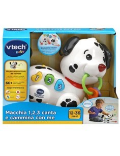 Baby Macchia Canta e Cammina, Cagnolino Interattivo con Suoni e Frasi Divertenti, Guinzaglio Incluso