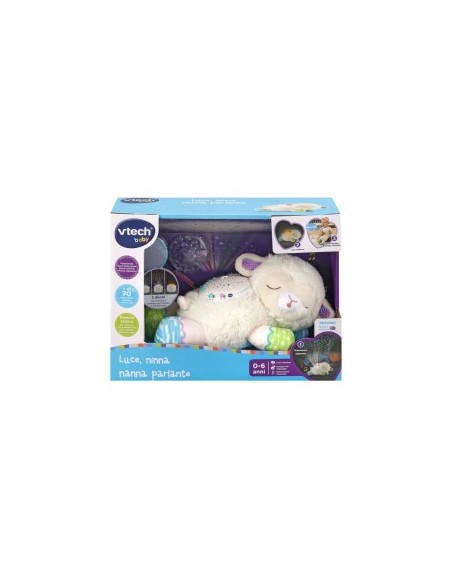 Baby Luce Ninna Nanna Parlante, Giocattolo 3 in 1 con Luce e Proiettore, Melodie e Peluche Morbido