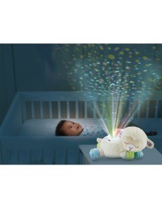 Baby Luce Ninna Nanna Parlante, Giocattolo 3 in 1 con Luce e Proiettore, Melodie e Peluche Morbido