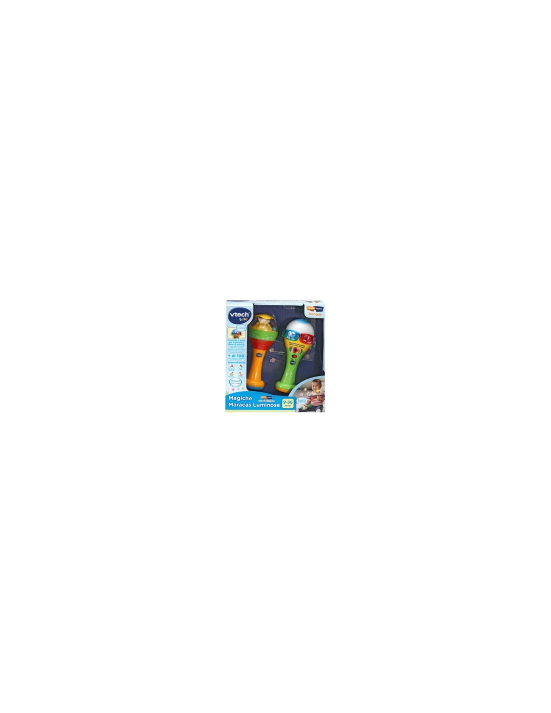 Baby Maracas Luci e Suoni, Strumento Musicale Interattivo, Maracas Educative con 6 Pulsanti e 15 Melodie, Gioco Bilingue