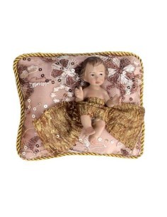 BIMBO TESSUTO SU CUSCINO ROSA 10CM