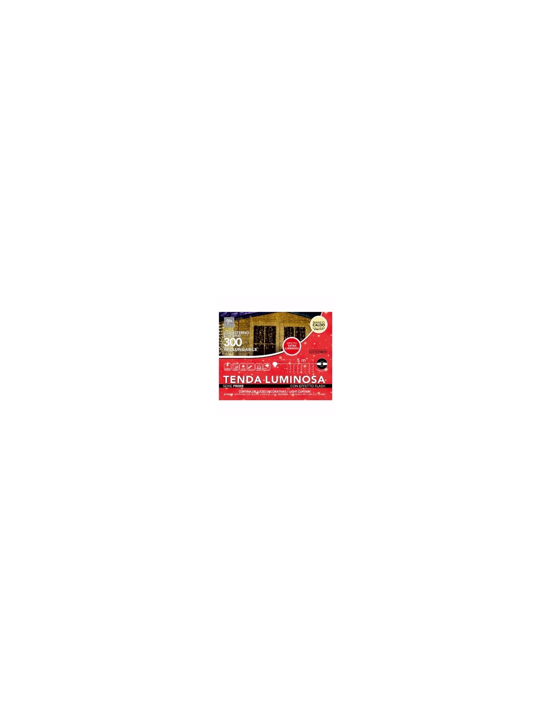 TENDA 300 LED COLORE BIANCO CALDO CON FLASH PROLUNGABILE DA ESTERNO...