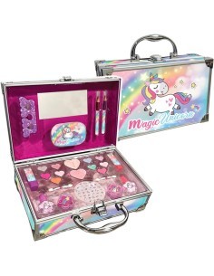 Magic Unicorn Case Make Up, Valigetta Porta Trucchi Unicorno, Set di Trucco Bambini, Specchio Incluso, Nice Group