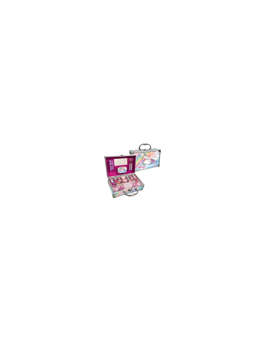 Magic Unicorn Case Make Up, Valigetta Porta Trucchi Unicorno, Set di Trucco Bambini, Specchio Incluso, Nice Group