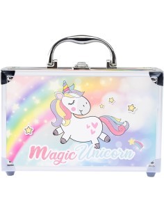 Magic Unicorn Case Make Up, Valigetta Porta Trucchi Unicorno, Set di Trucco Bambini, Specchio Incluso, Nice Group