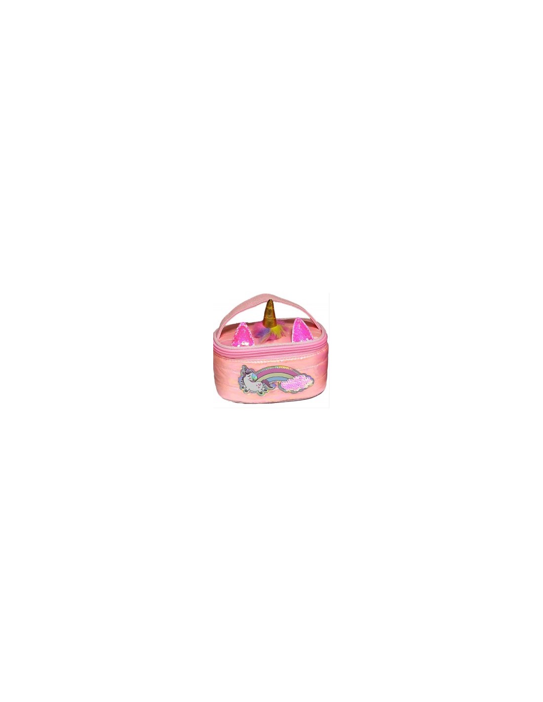 GIRABRILLA Puffer Borsetta Unicorno, Mini Beauty Case, Paillettes Cangianti, Nice Group, Accessori Bambini