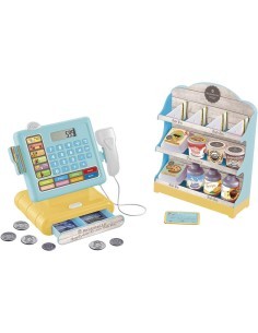 Registratore di Cassa Maisonelle Ristobar, con Soldi Finti e Alimenti, Funzione Calcolatrice, Suoni, Banco Gastronomia