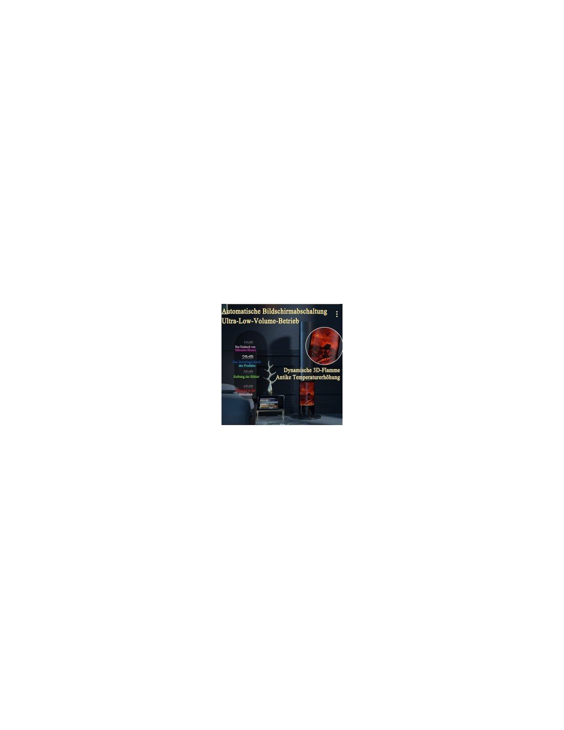 Stufa in ceramica con potenza 2000W altezza 78CM effetto fiamma PTC2011