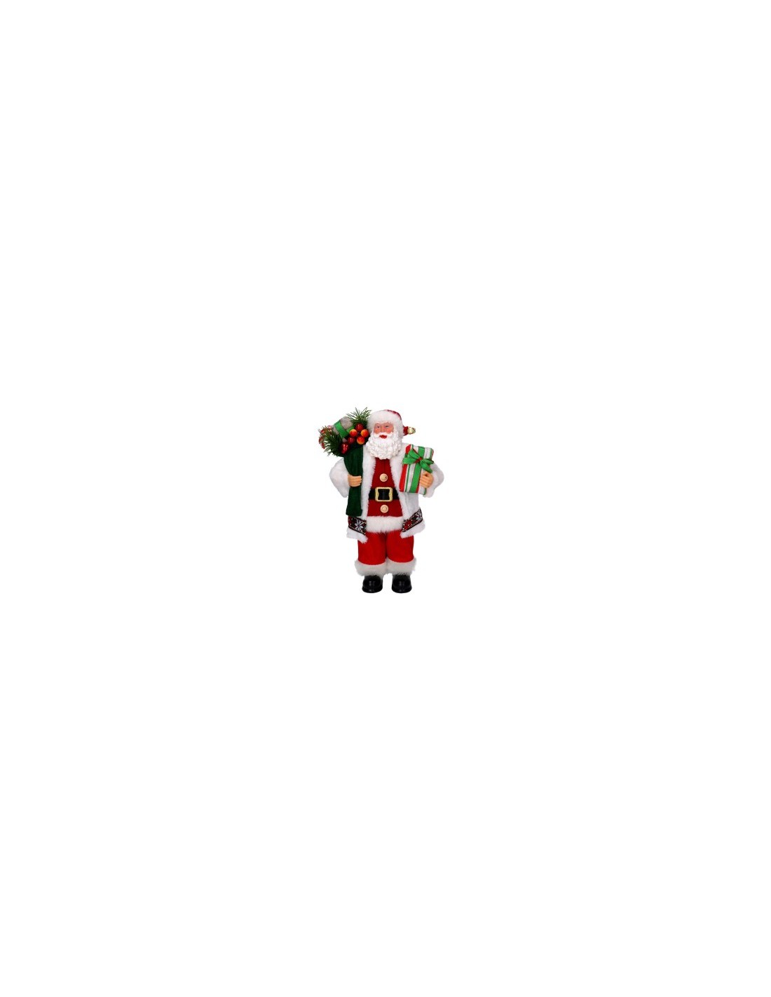 BABBO NATALE TESSUTO BIANCO/ROSSO H30CM CON REGALI