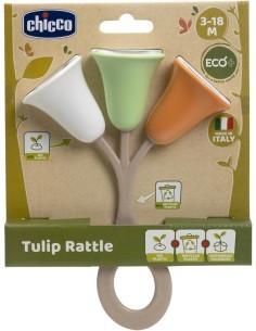 Chicco Sonaglio Tulipano - Gioco Neonato in Plastica Riciclata, Facile da Afferrare e Scuotere, 3-18 Mesi