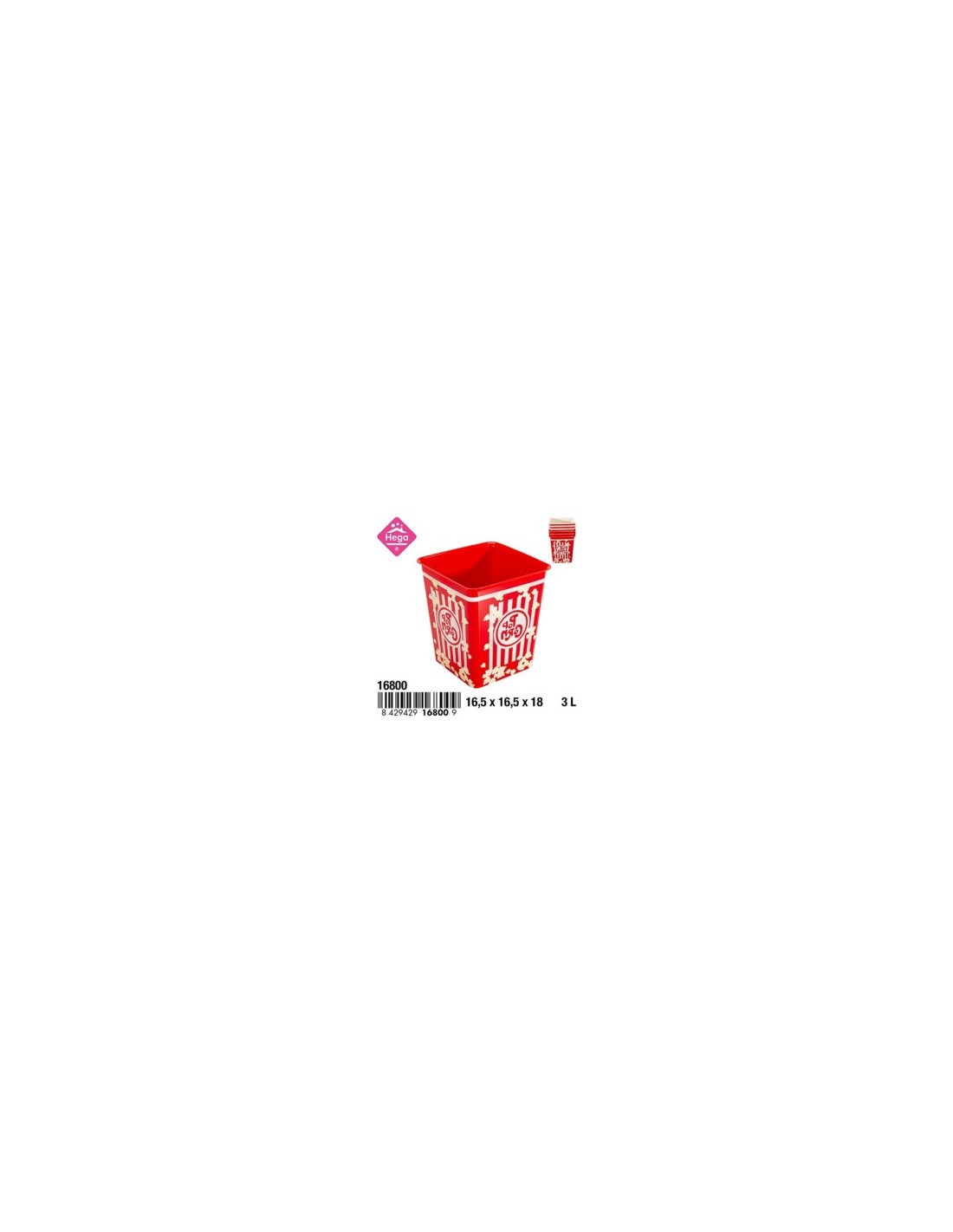 CONTENITORE POPCORN 16800 QUADRATO 3LT