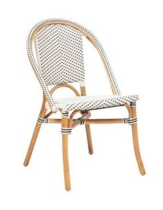 SEDIA 197310 BISTROT RATTAN BIANCO/NERO  56X48X84CM