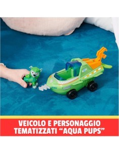 Paw Patrol Aqua Pups, veicolo trasformabile di Rocky, personaggio Rocky incluso, giocattolo per bambini 3+ anni