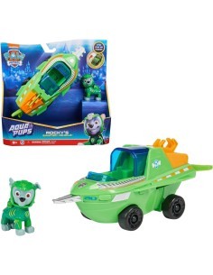 Paw Patrol Aqua Pups, veicolo trasformabile di Rocky, personaggio Rocky incluso, giocattolo per bambini 3+ anni