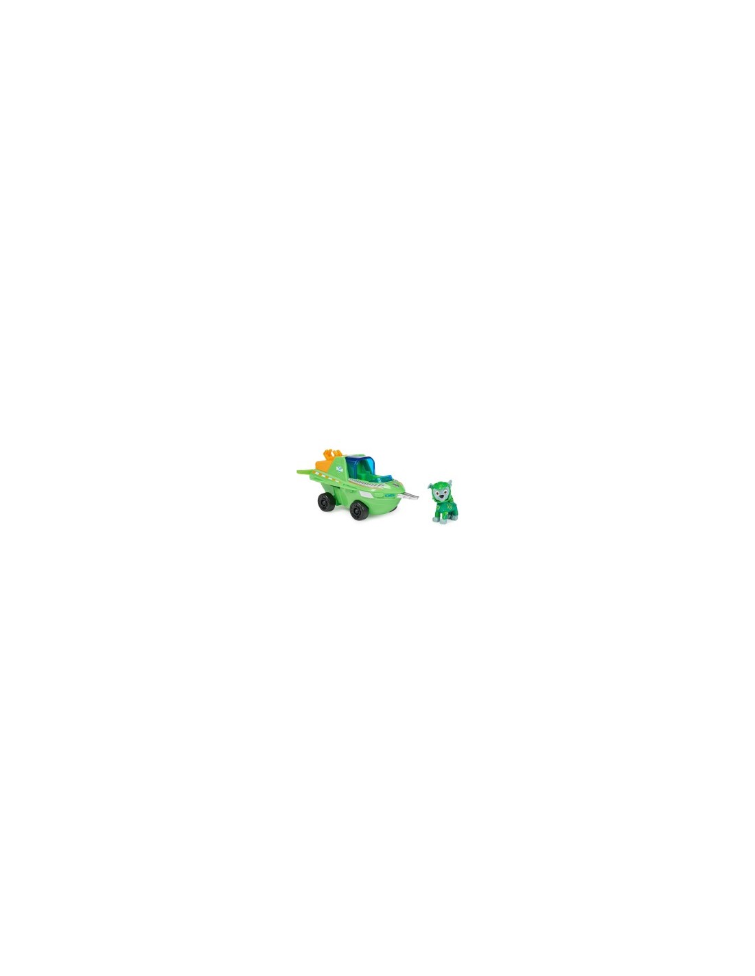 Paw Patrol Aqua Pups, veicolo trasformabile di Rocky, personaggio Rocky incluso, giocattolo per bambini 3+ anni