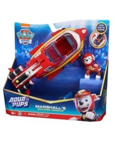 Paw Patrol, Veicolo Trasformabile Aqua Pups di Marshall con Personaggio incluso, Giochi per Bambini e Bambine, 3+ Anni