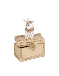 SCATOLA 137216 BEIGE CONIGLIO 12X7X16CM RESINA