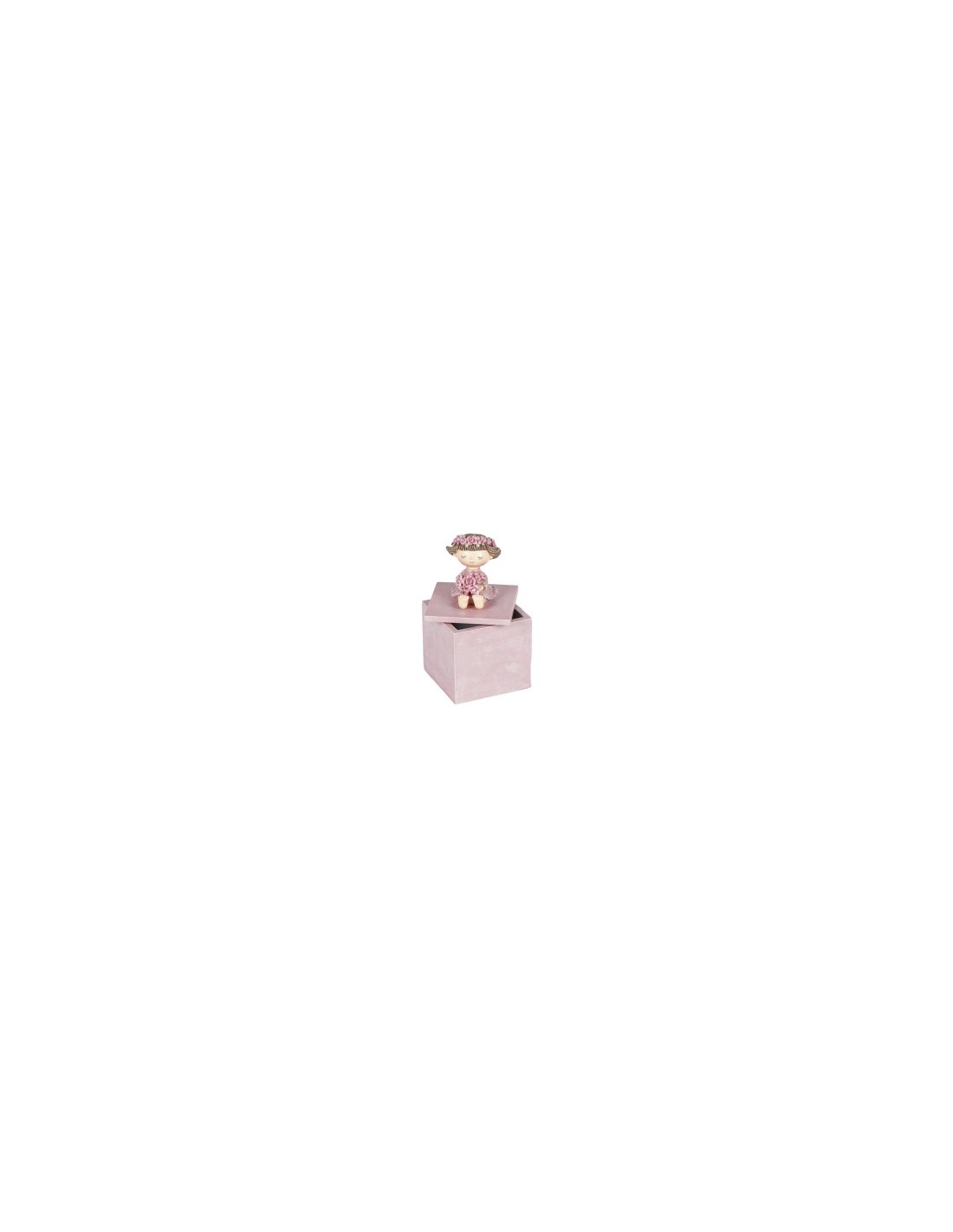 SCATOLA 137852 ROSA BAMBINA 8X8X15CM RESINA