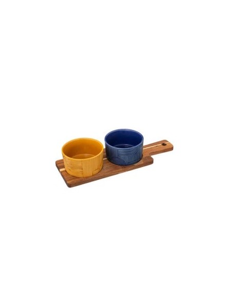 SET APERITIVO 196386 SOLEYA 2 CIOTOLE CON SUPPORTO LEGNO