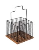 PORTAPOSATE 189873 METALLO/LEGNO 18X18X29CM NERO