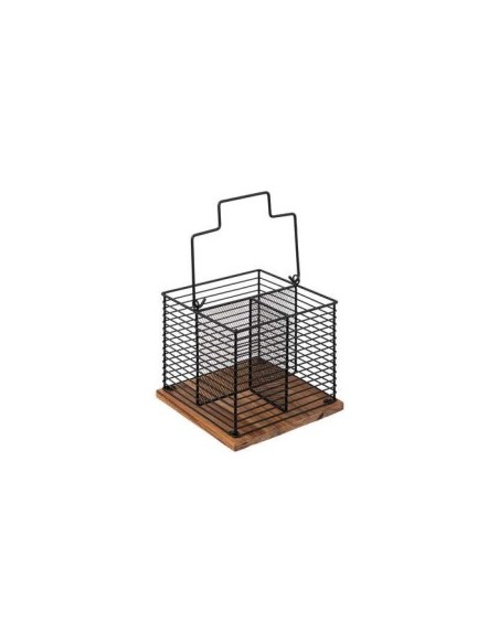 PORTAPOSATE 189873 METALLO/LEGNO 18X18X29CM NERO