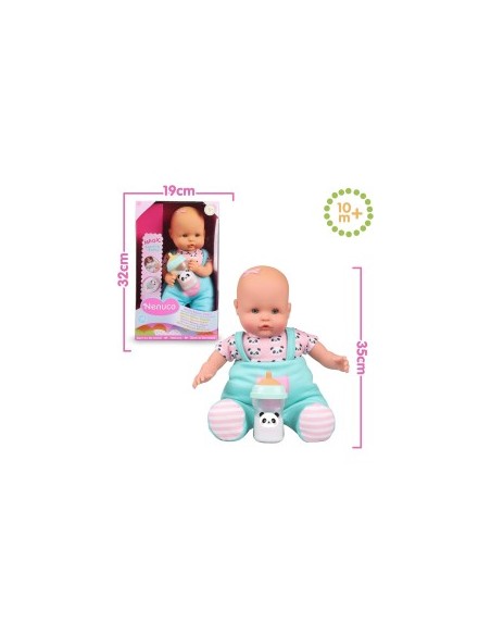 Nenuco Biberon Magico, Bambola Morbida, Biberon con Latte Magico, per Bambini 10+ Mesi, Famosa