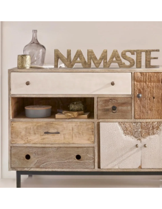 SCRITTA NAMASTE 169407 MANGO 54X10CM MARRONE