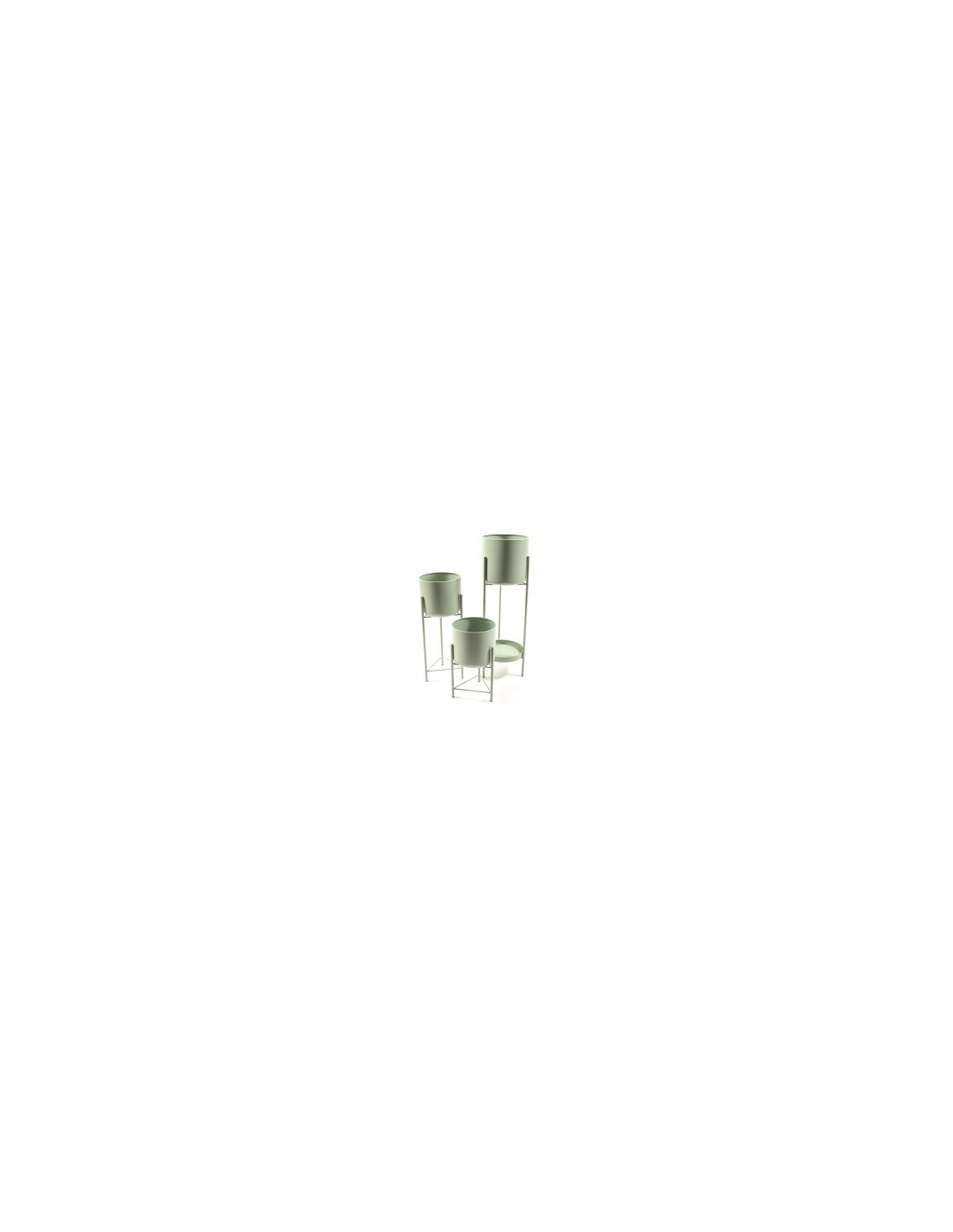SET 3 ALZATE PORTAVASO 12108 VERDE MENTA METALLO H60/45/35CM