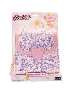 Girabrilla Fashion Bauletto, Borsetta Pochette con Maniglia di Perle e Tracolla, Paillettes Reversibili, Nice Group