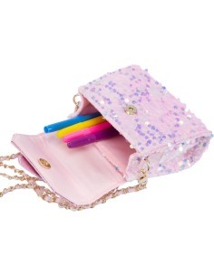 Girabrilla Fashion Bauletto, Borsetta Pochette con Maniglia di Perle e Tracolla, Paillettes Reversibili, Nice Group
