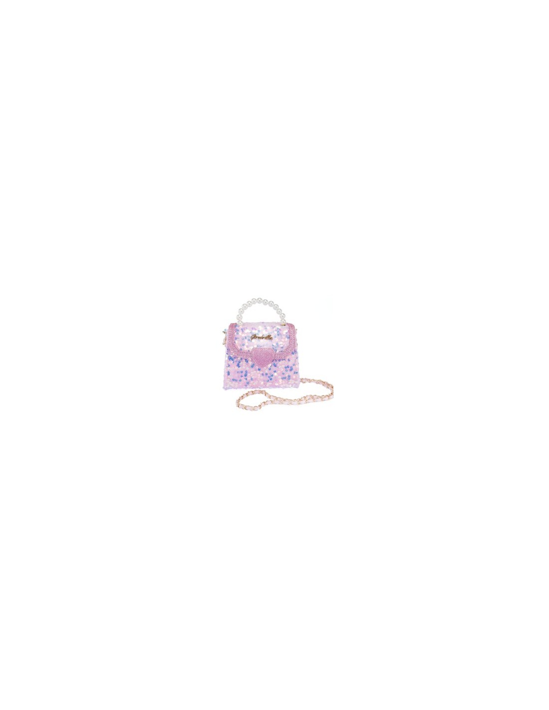 Girabrilla Fashion Bauletto, Borsetta Pochette con Maniglia di Perle e Tracolla, Paillettes Reversibili, Nice Group