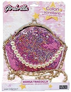 Girabrilla Fashion Bag, Borsetta a Forma di Borsellino con Paillettes e Tracolla, Borsetta Colorata per Bambini, Nice Group
