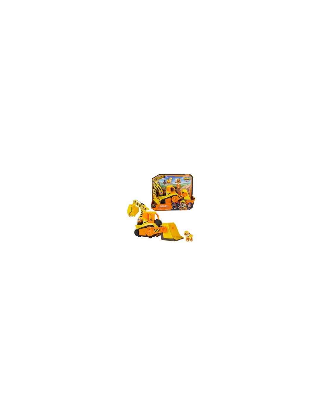 Rubble & Crew, Veicolo Deluxe Bulldozer di Rubble con Luci, Suoni e Personaggio, Giocattolo per Bambini 3+ Anni
