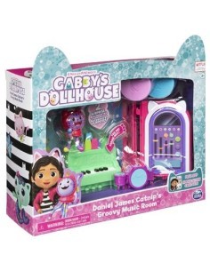 Gabby's Dollhouse Groovy Music Room, Personaggio Daniel James Catnip, 2 Accessori, 2 Mobili, 2 Scatole con Sorpresa