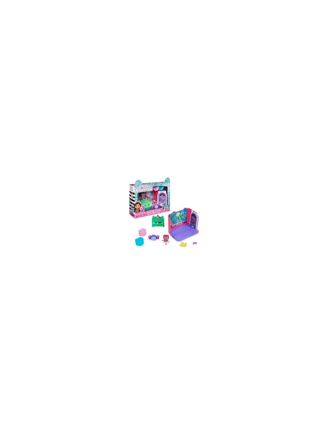 Gabby's Dollhouse Groovy Music Room, Personaggio Daniel James Catnip, 2 Accessori, 2 Mobili, 2 Scatole con Sorpresa