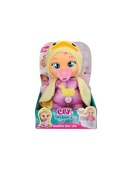 Cry Babies Newborn Bath Time Zoe, bambola che reagisce al bagno, giocattolo per bambini 18 mesi+