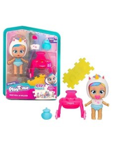 Playtime Cry Babies Dreamy con girello interattivo, bambola da collezione Day Care, giocattolo per bambini 4-6 anni