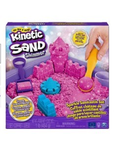 Kinetic Sand, sabbia cinetica rosa, glitterata, castello di sabbia, giocattoli per bambini, accessori inclusi