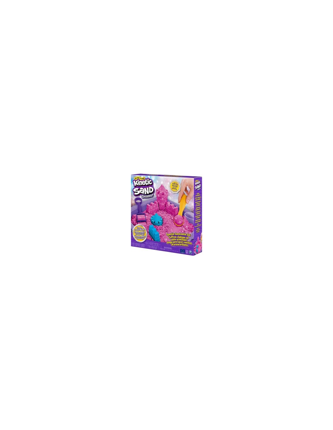 Kinetic Sand, sabbia cinetica rosa, glitterata, castello di sabbia, giocattoli per bambini, accessori inclusi