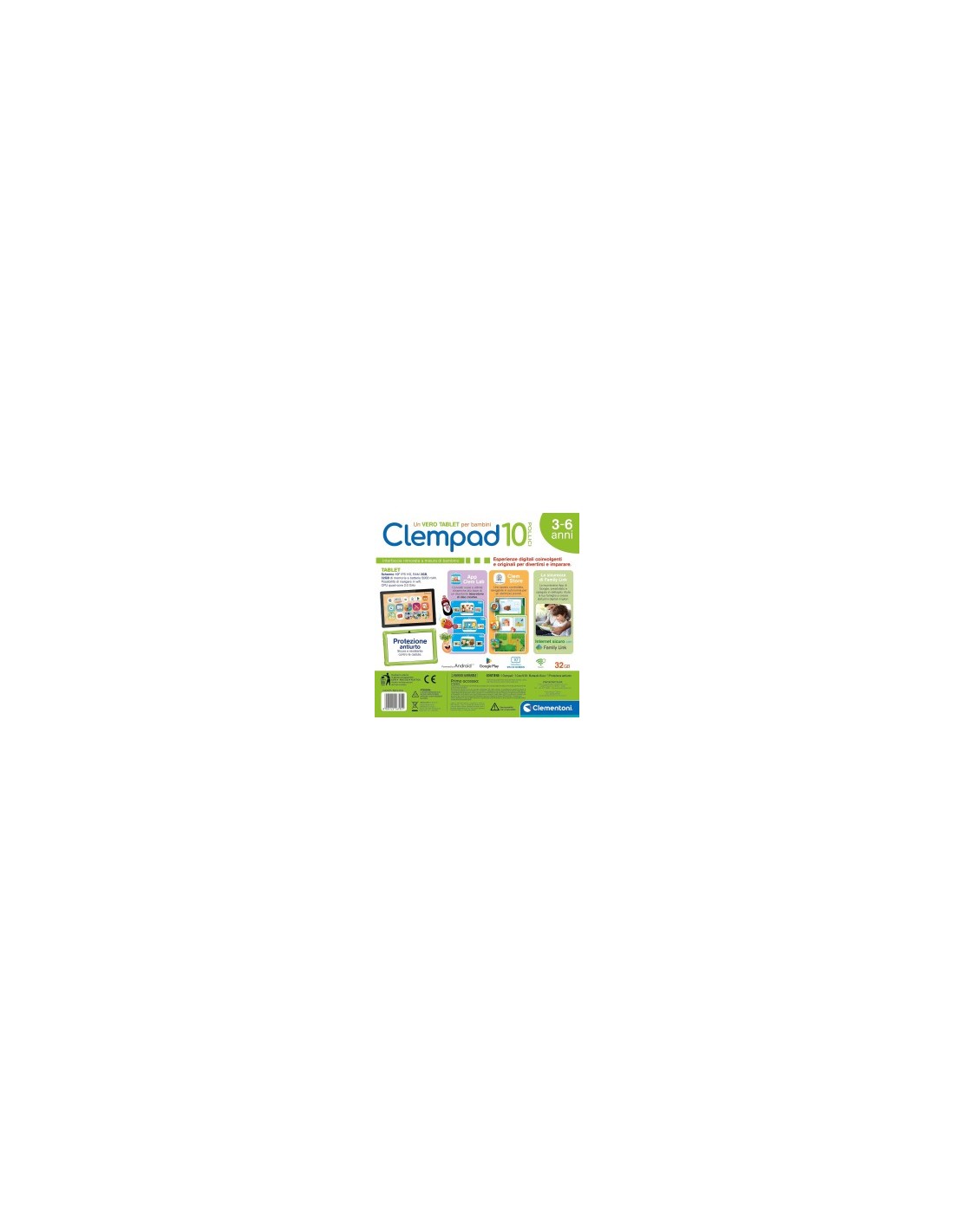 Tablet Clempad Clementoni da 10 pollici per bambini da 3 a 6 anni
