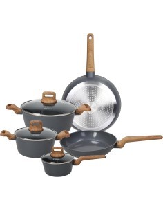 Tognana T-Care, Batteria Pentole e Padelle, 8 Pezzi, Alluminio Riciclato, Grigio Scuro, Senza PFOA, Senza Nickel