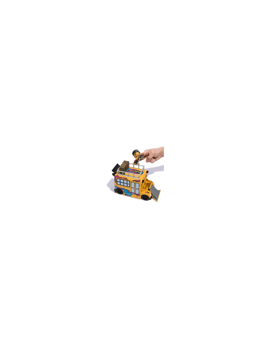 Tech Deck Sk8 Crew, Autobus Trasformabile 2in1 Sk8 con Fingerboard e Personaggio, Mini Skateboard da Collezione, 5 Anni in Su