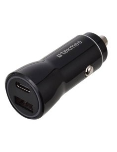 Tekmee Caricabatterie per auto nero a 2 porte USB Tipo A e Tipo C 12W
